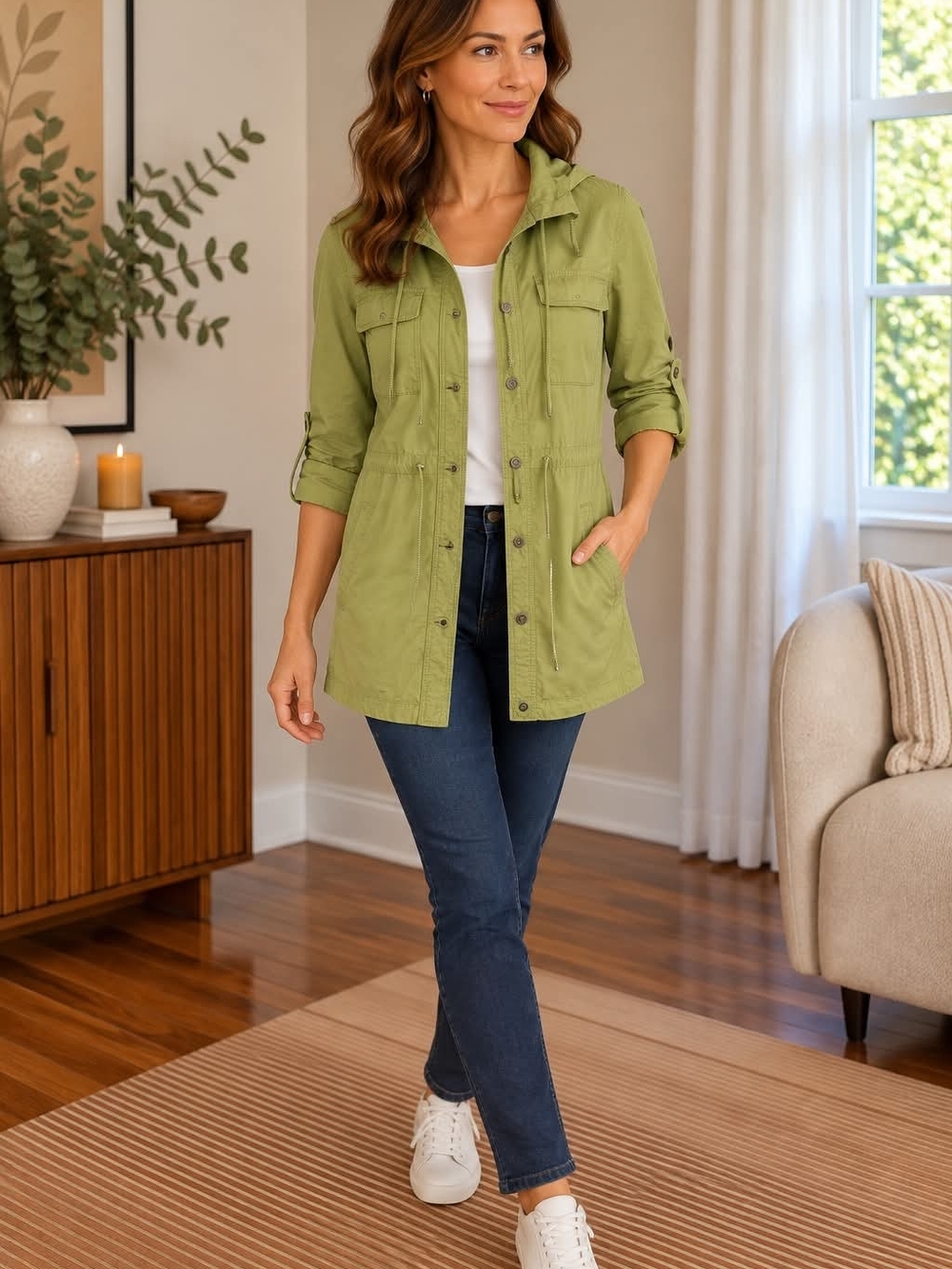 Calvin Klein Women's Olive Green Utility Top M